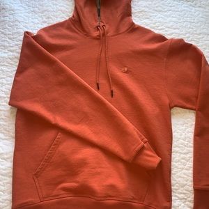 Men’s Medium Champion Powerblend Fleece Hoodie, C Logo in Poppy Orange